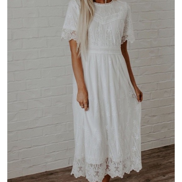 lace midi a line dress